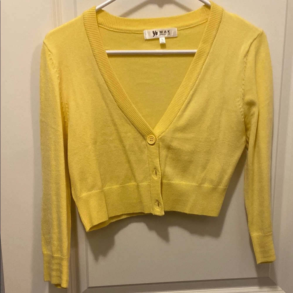 Women's Yellow Cardigan Sweater